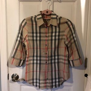 Burberry button down tartan collared shirt